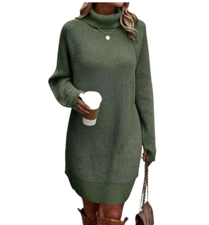 Damen Strikkkjole Klassisk Design Strikket Stoff 3