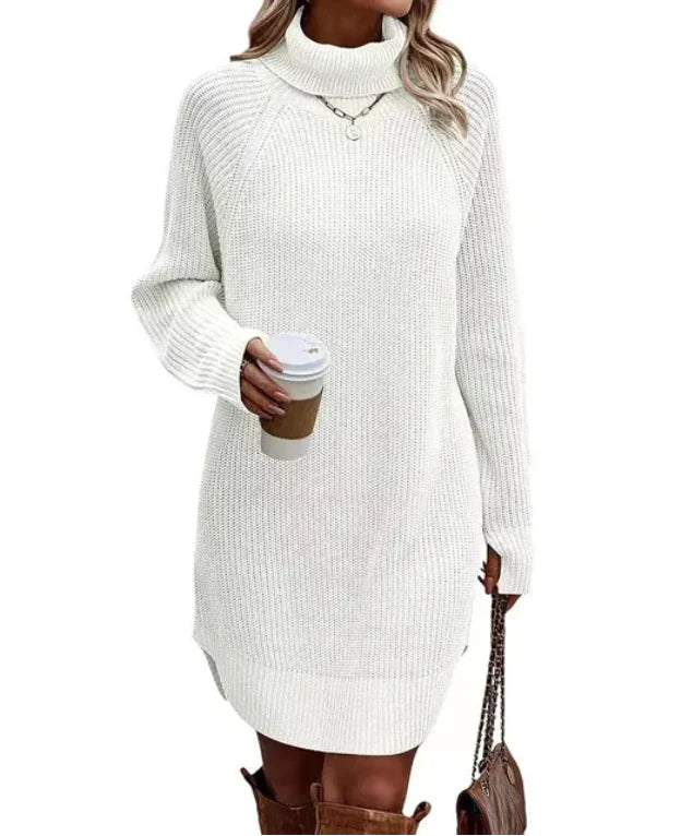Damen Strikkkjole Klassisk Design Strikket Stoff 4
