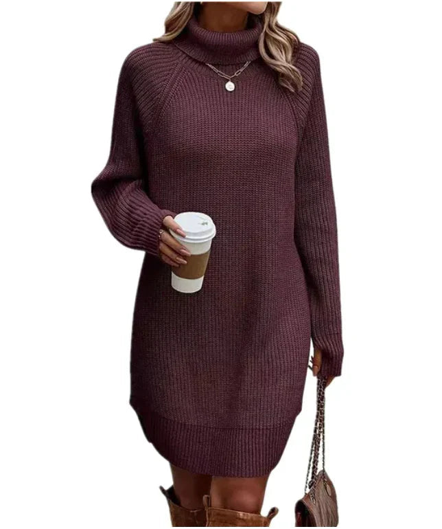 Damen Strikkkjole Klassisk Design Strikket Stoff 5