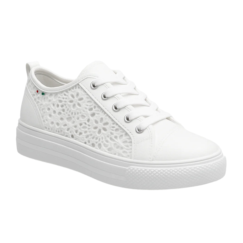 Damens Sneakers med Vetersluiting og Åpen Tekstur 0