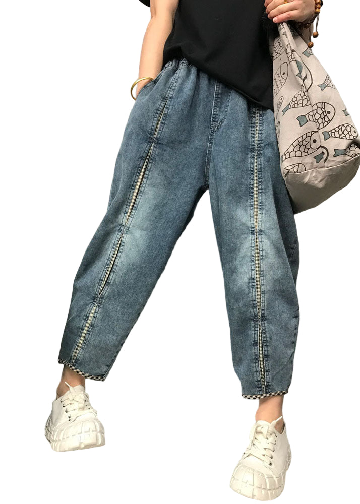 Damer Denim Bukser Boho Stil Med Patchwork-Design 0