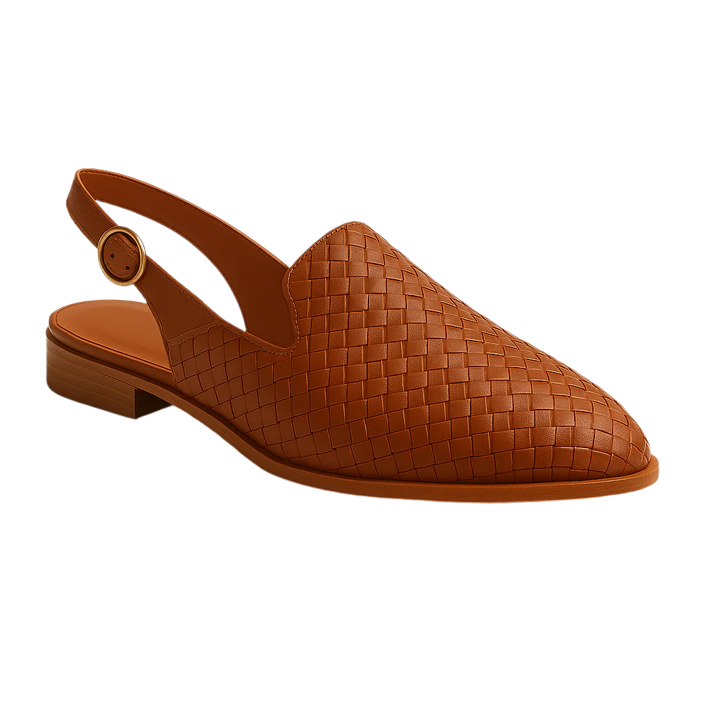 Dames Instappers Flettet Design Lav Hæl Flettet Struktur 0