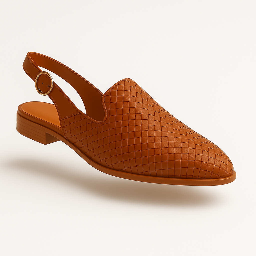 Dames Instappers Flettet Design Lav Hæl Flettet Struktur 1