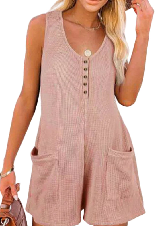 Dames Jumpsuit Casual med Patchwork og Lommer 0