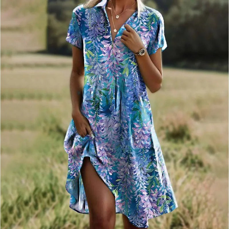 Dames Zomerjurk V-hals Boho-Inspirert 3