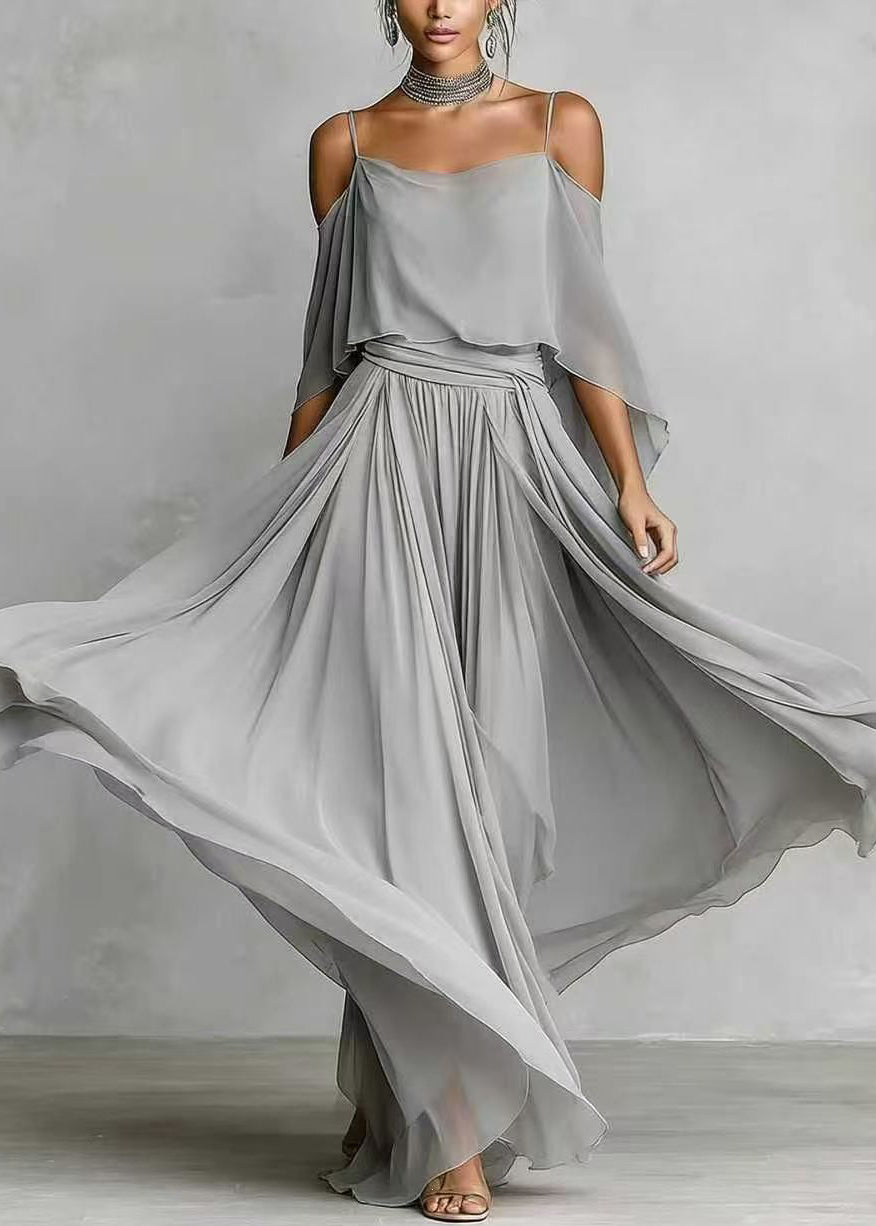 Damesett Asymmetrisk Drapert To Delt Sommerstil 1