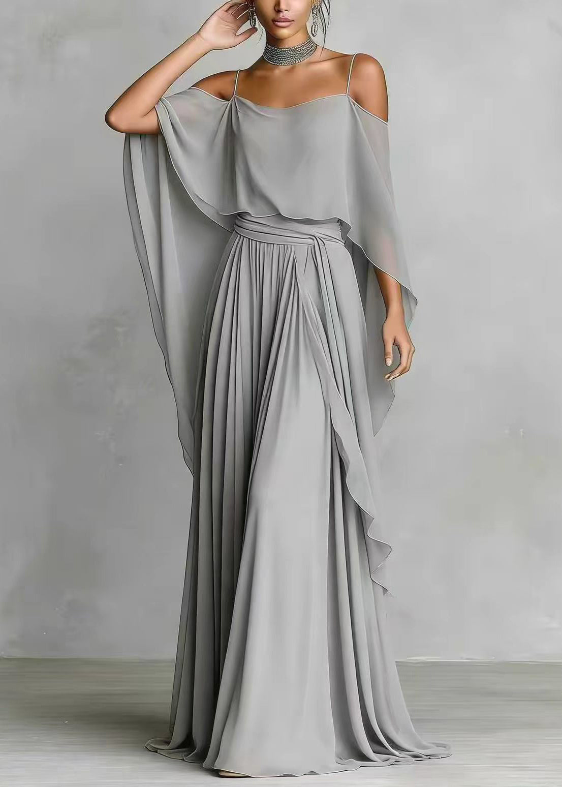 Damesett Asymmetrisk Drapert To Delt Sommerstil 2