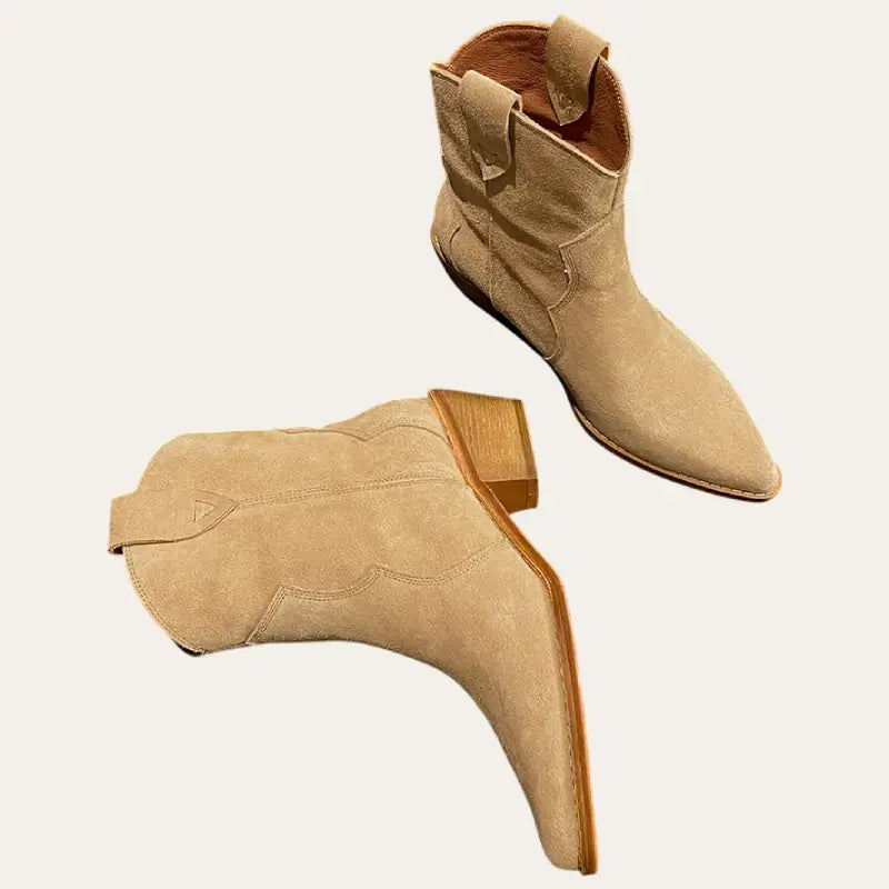 Damestøvler Cowboystil Suede Håndlaget Gummisåle 1
