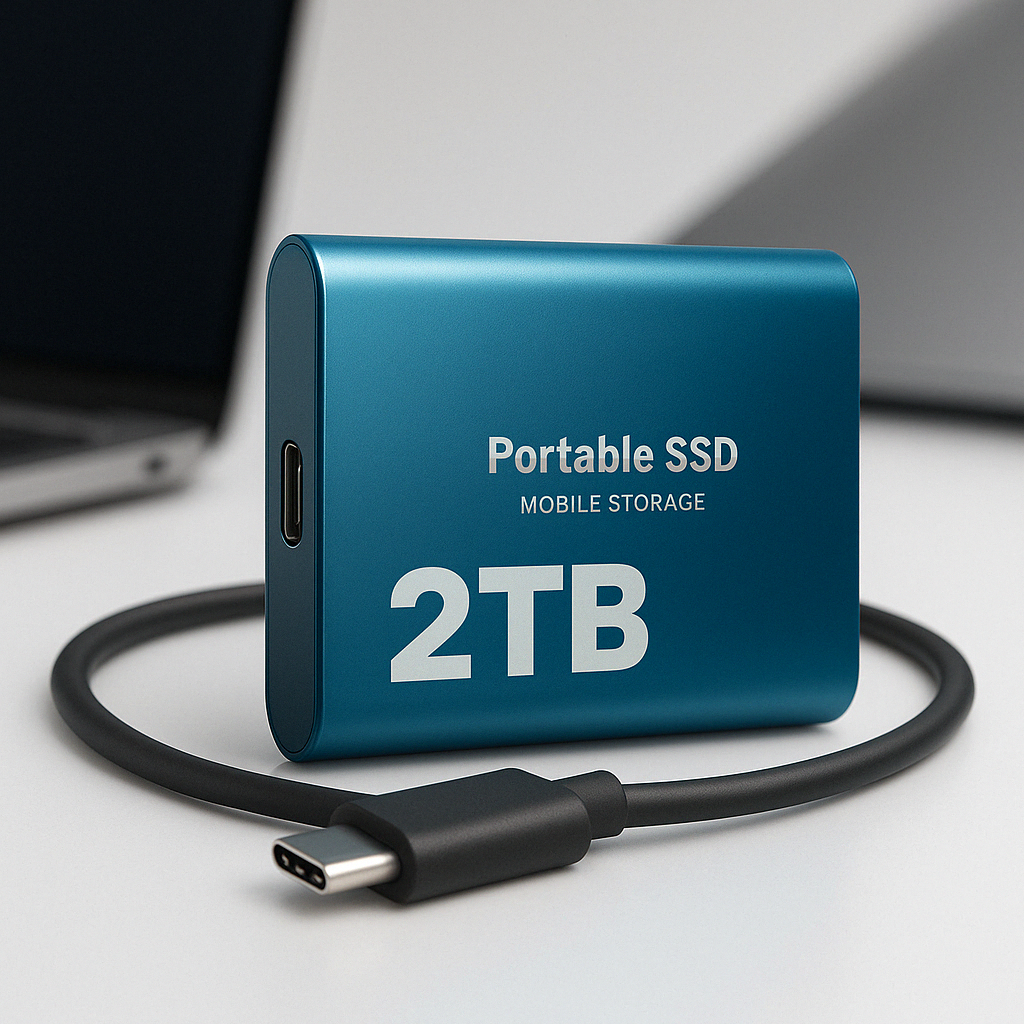 Ekstern SSD 2 TB Rask lagring USB-C bærbar disk