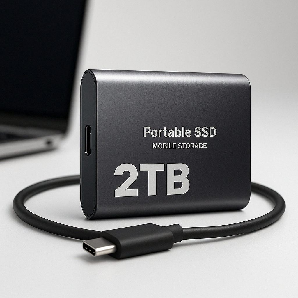 Ekstern SSD 2 TB Rask lagring USB-C bærbar disk