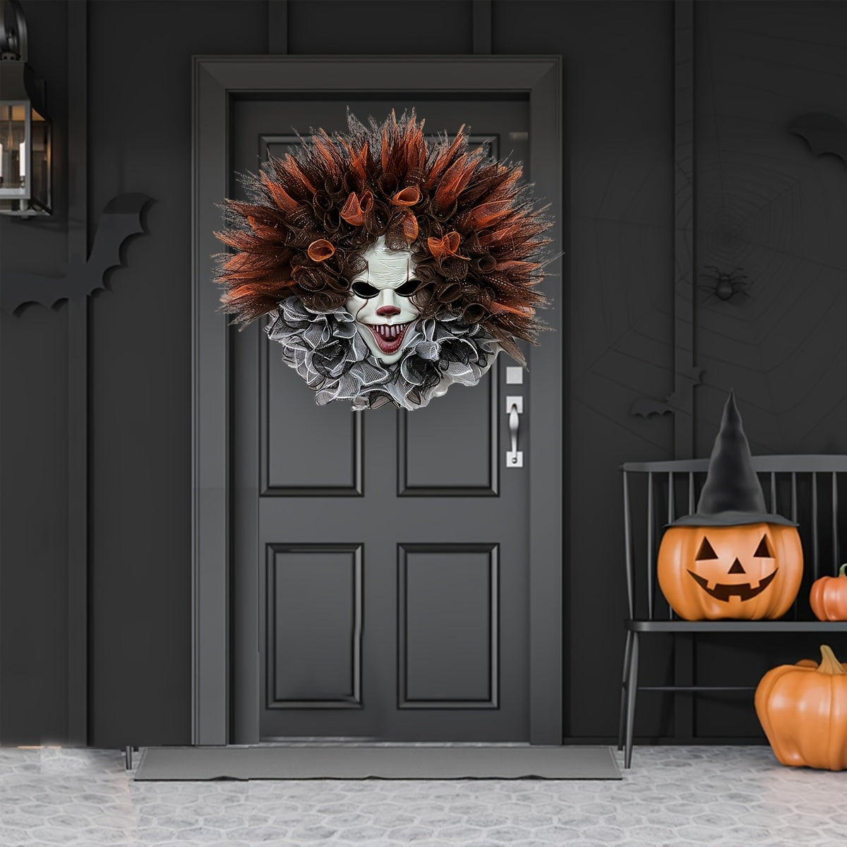 Halloween Dørkrans med Klovnemotiv 2