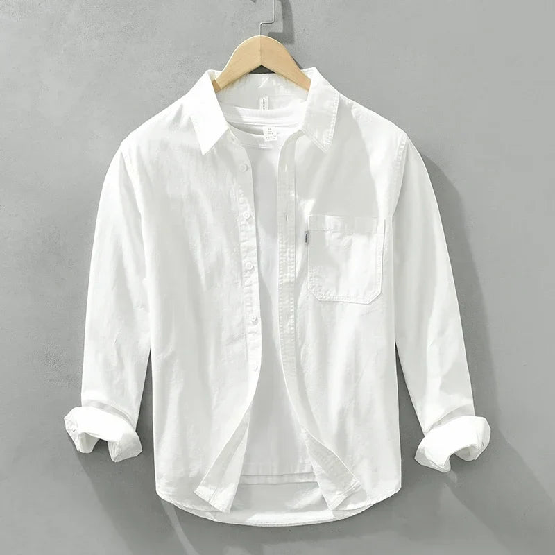 Herreskjorte Bomull Stilig Design Løs Passform 4