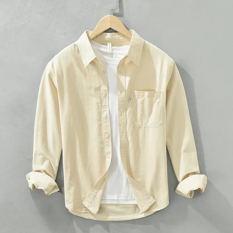 Herreskjorte Bomull Stilig Design Løs Passform 1