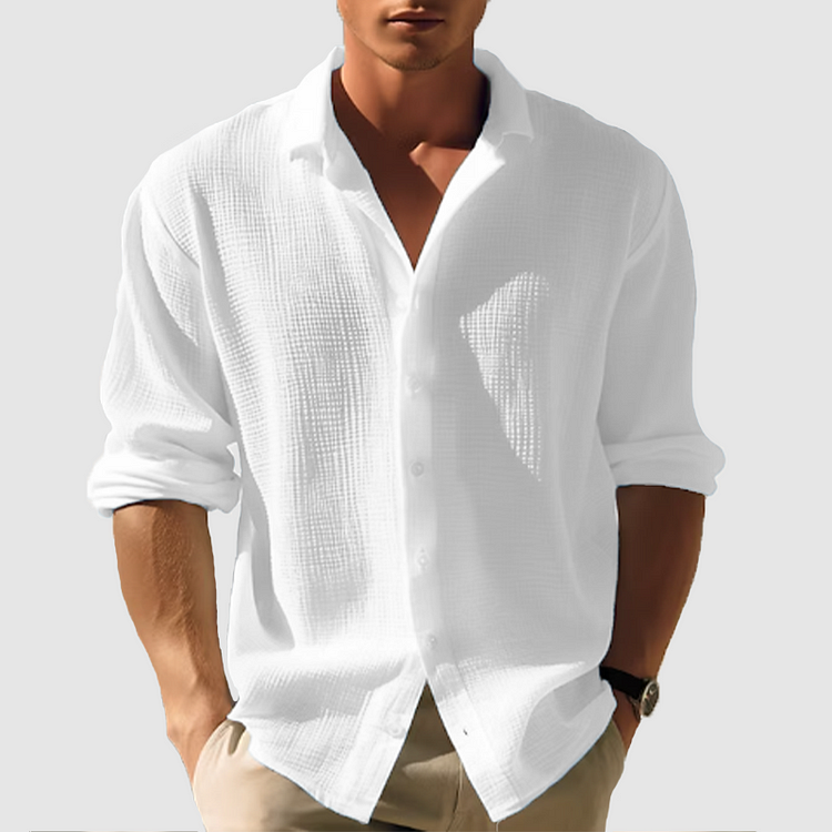 Herre Button-Down Skjorte Langermet Enfarget 1