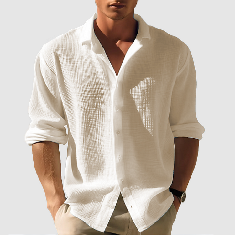 Herre Button-Down Skjorte Langermet Enfarget 5