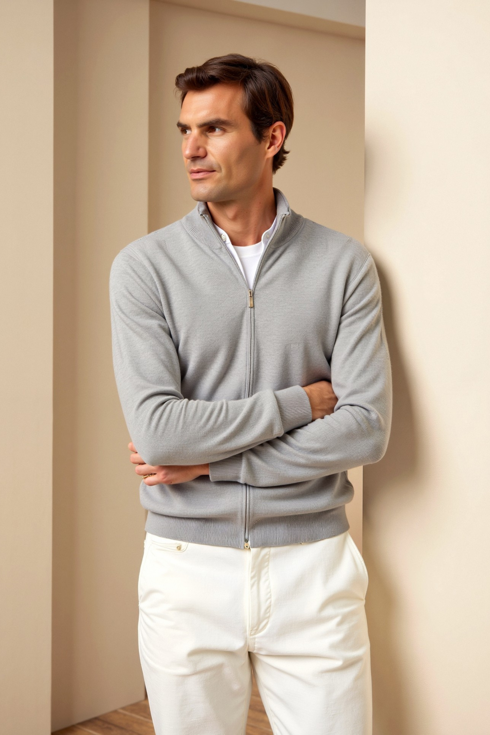 Herre Cardigan Jakke Slank-Fit Stilren 1