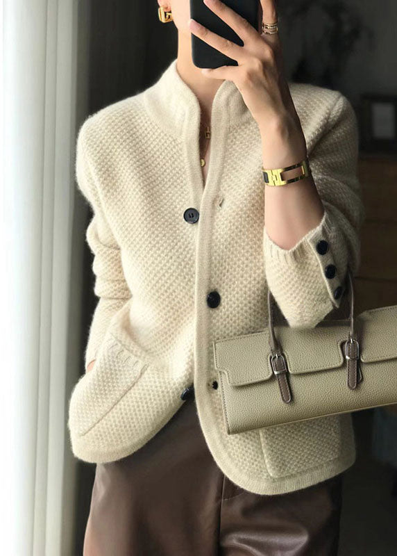 Herre Cardigan med Ståkrage i Beige 0