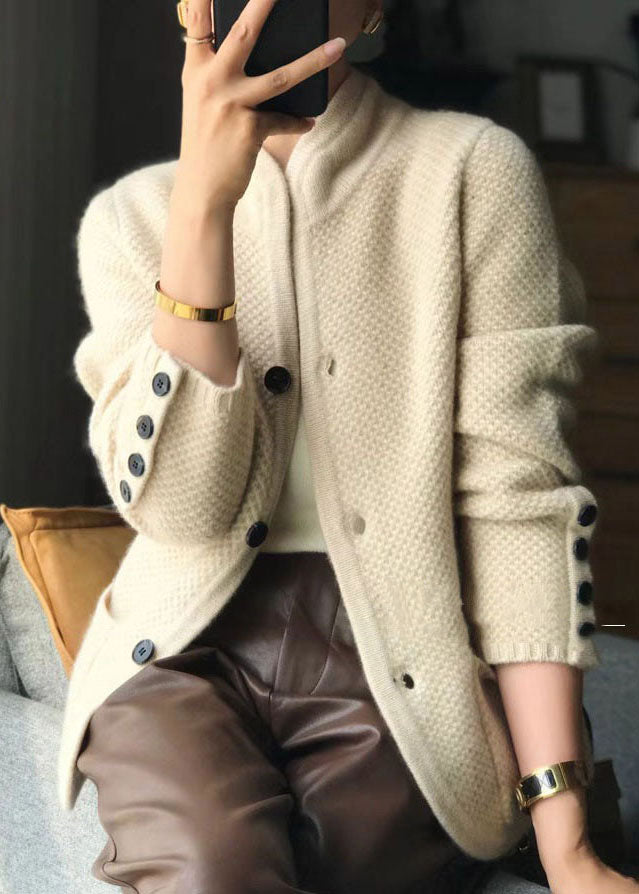 Herre Cardigan med Ståkrage i Beige 4