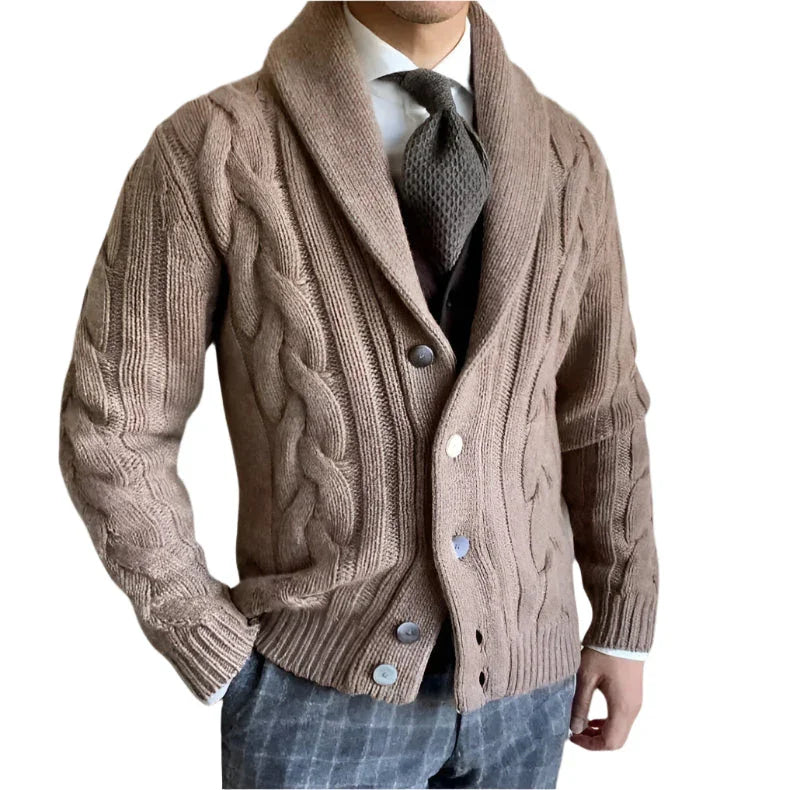 Herre Cardigan med Strikket Design 6