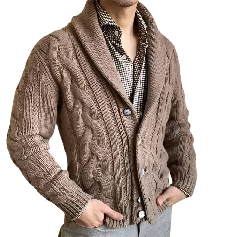 Herre Cardigan med Strikket Design 7