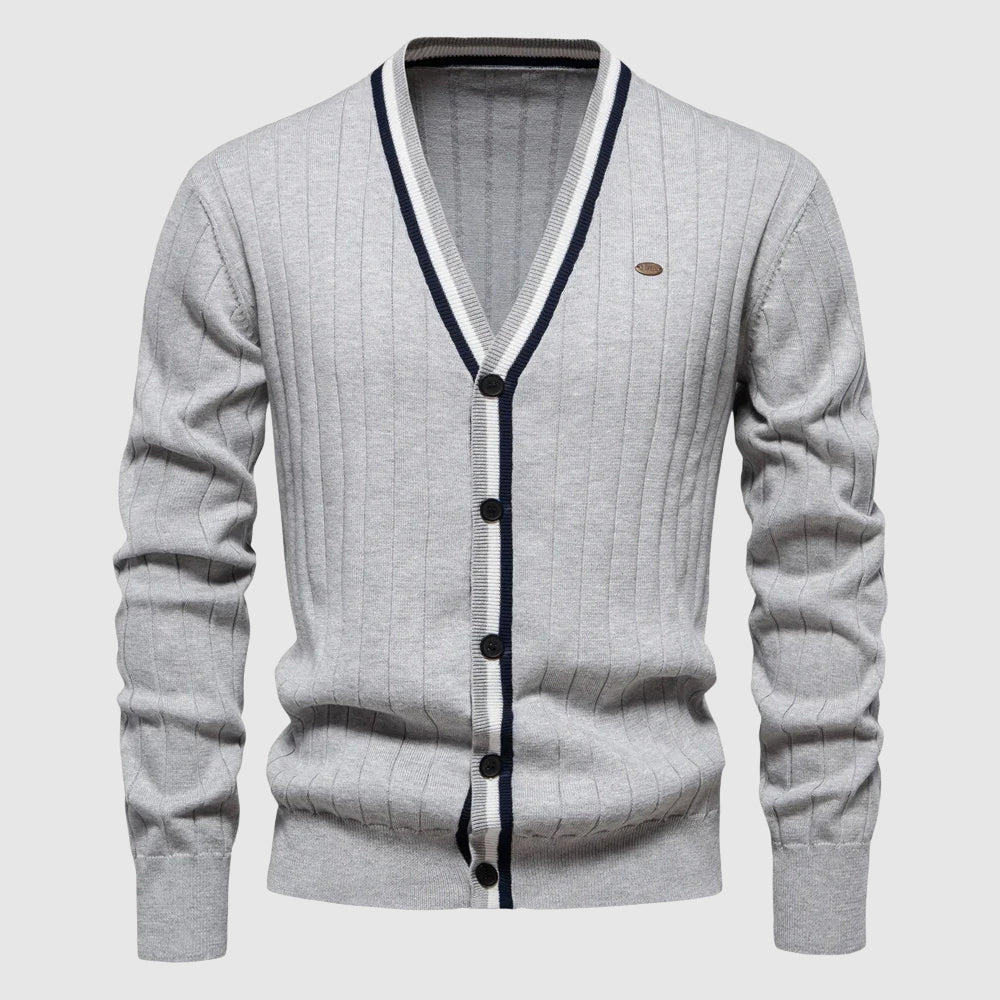 Herre Cardigan med V-hals og Enkel Lukking 2