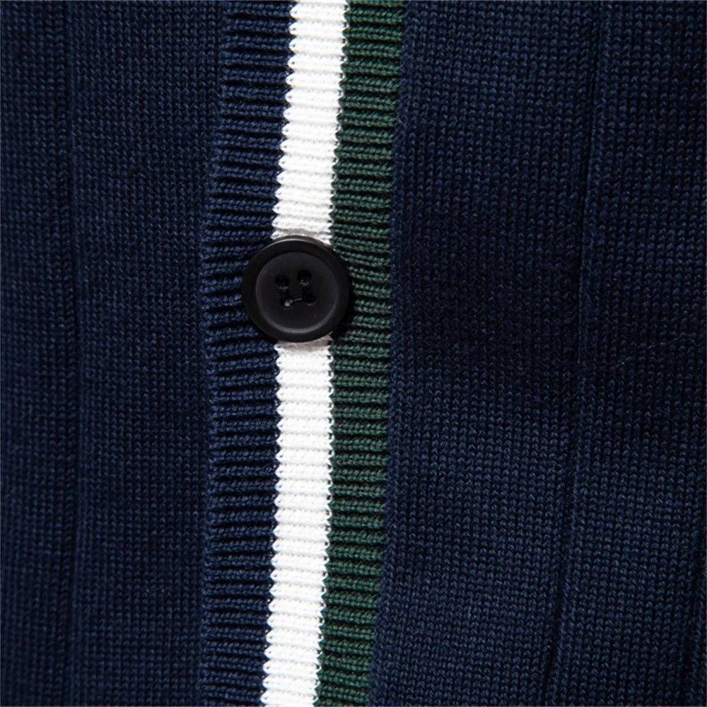 Herre Cardigan med V-hals og Enkel Lukking 7