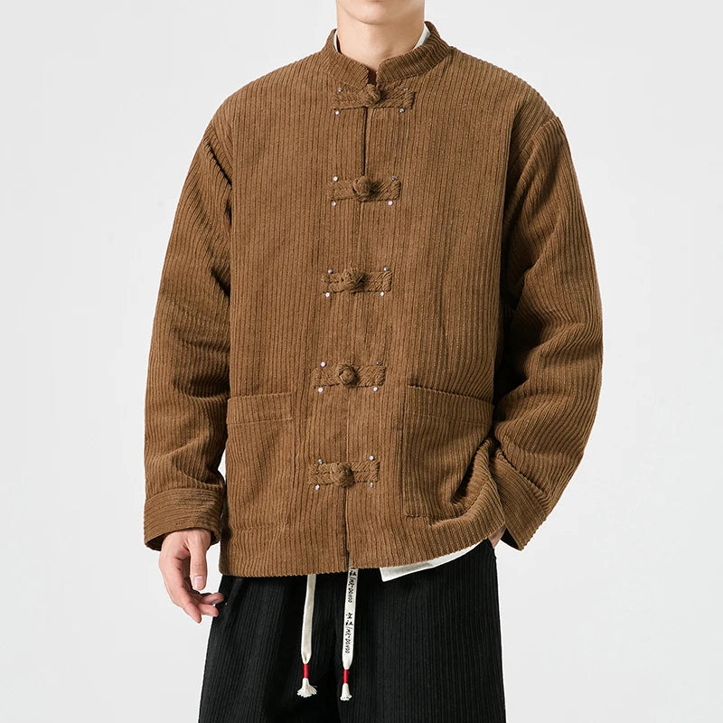 Herre Corduroy Jakke Overdimensjonert Stil 1