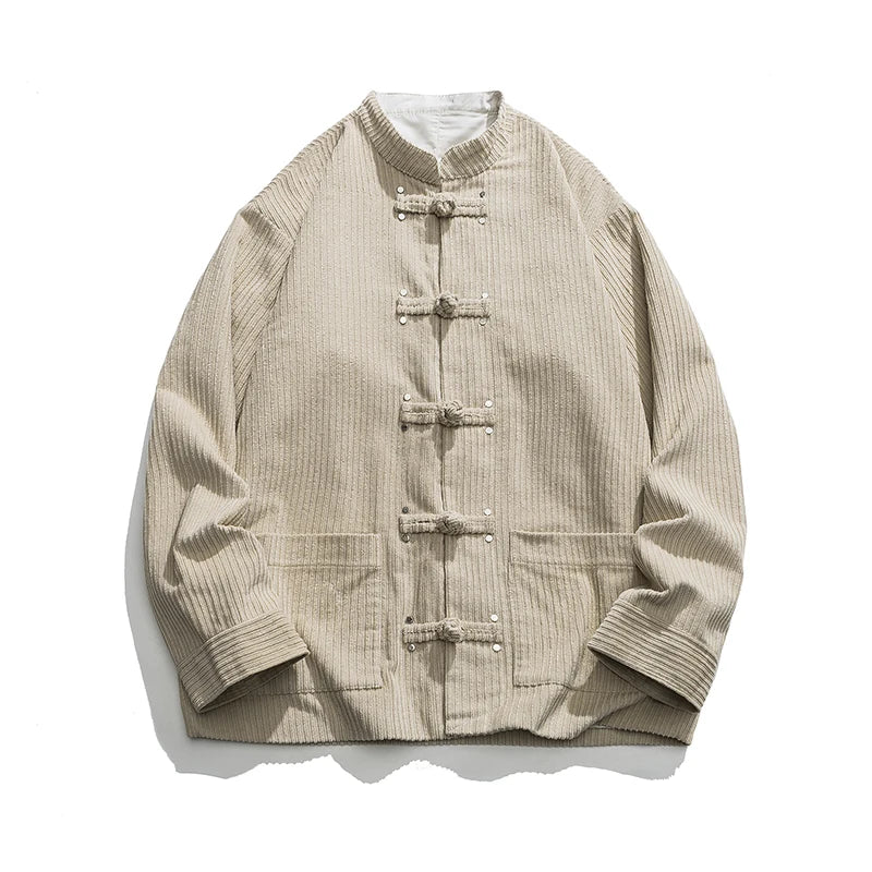 Herre Corduroy Jakke Overdimensjonert Stil 2