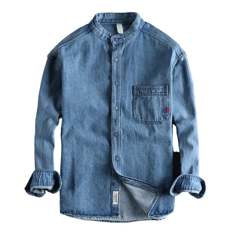 Herre Denim Skjorte Vasket Stil 0