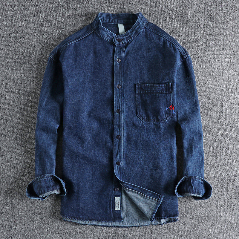 Herre Denim Skjorte Vasket Stil 1