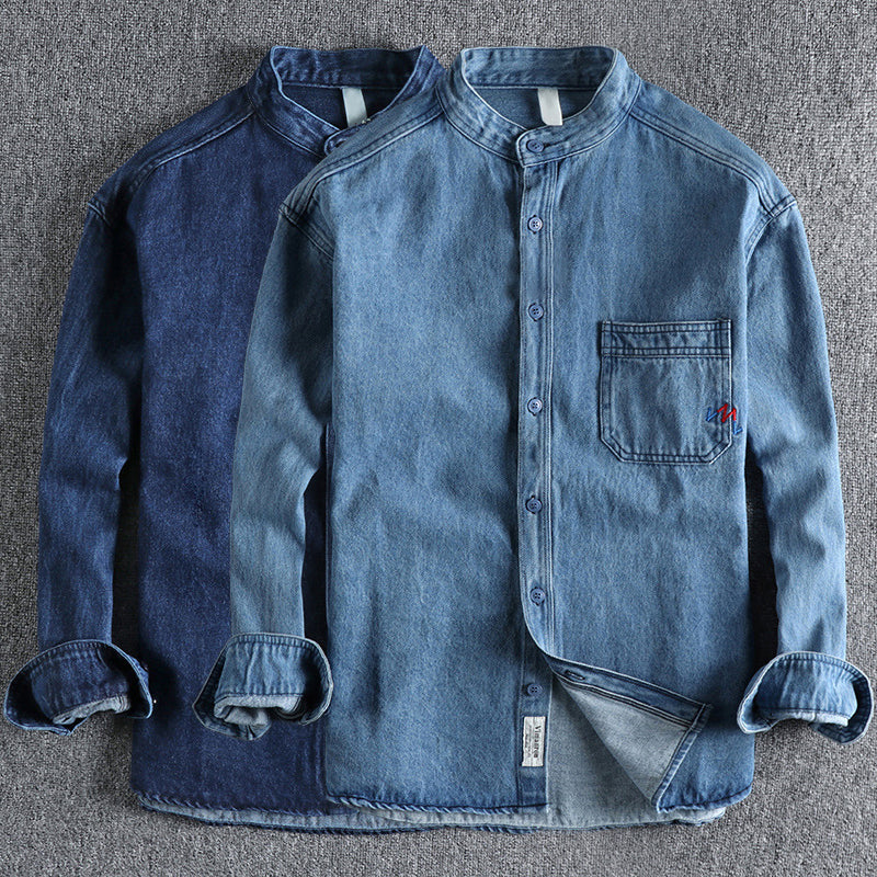 Herre Denim Skjorte Vasket Stil 2