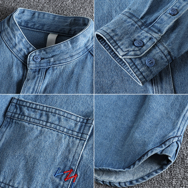Herre Denim Skjorte Vasket Stil 3