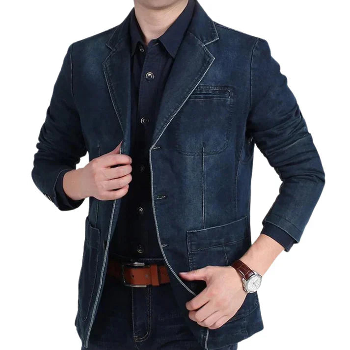 Herre Denimblazer Trendy Formell Uformell Stil 5