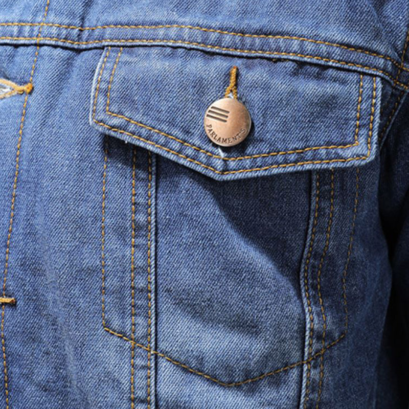 Herre Denimjakke Milano-Stil Modern Komfortabel Passform 5