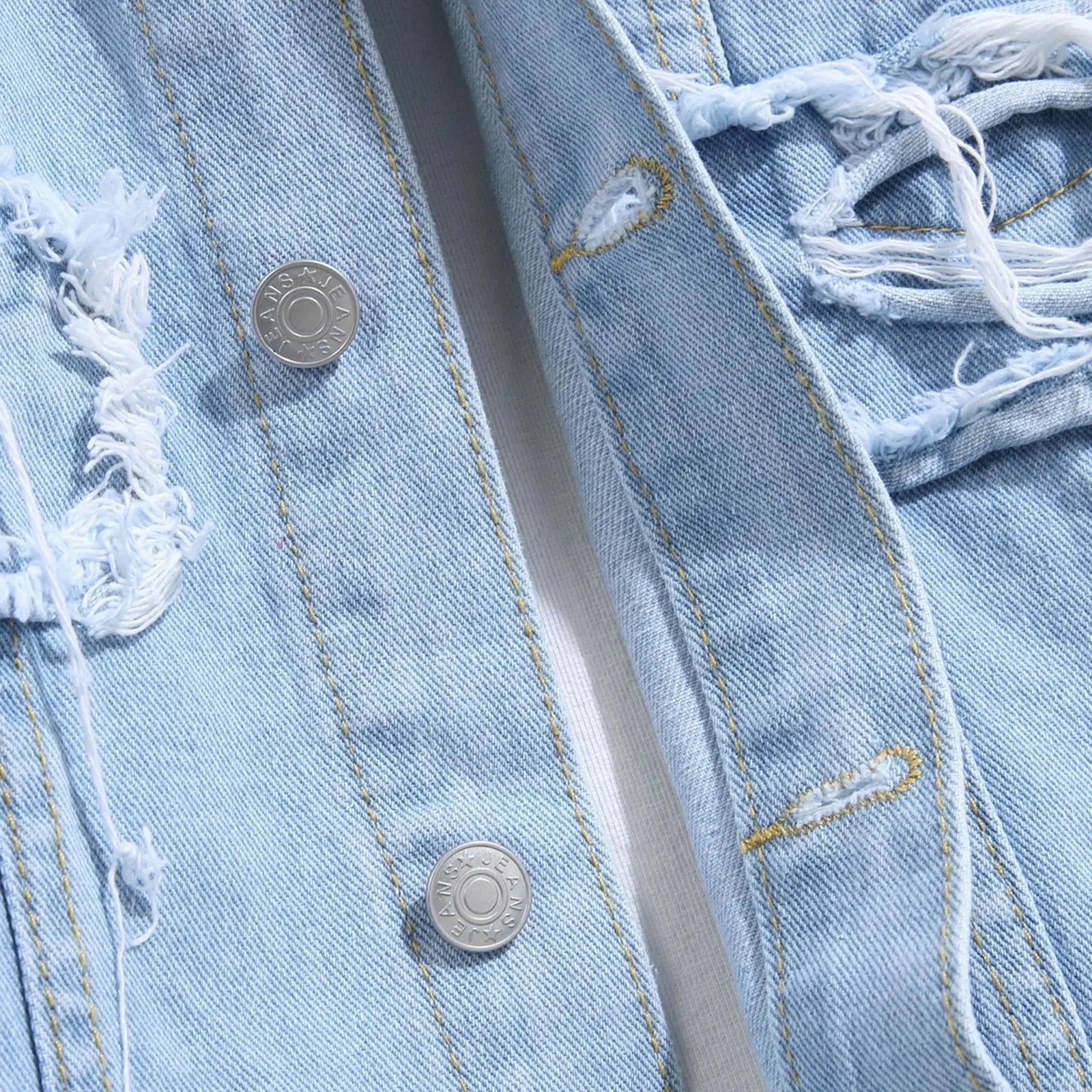 Herre Denimjakke Robust Slank Passform 5