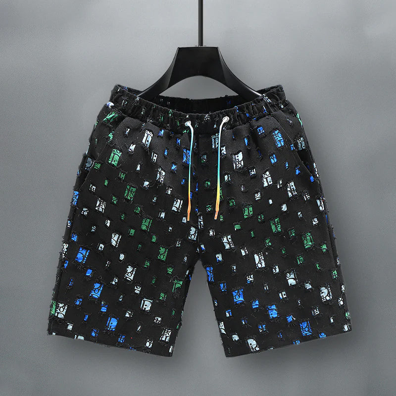 Herre Denimshorts Med Frynsekutt og Livlige Farger 2