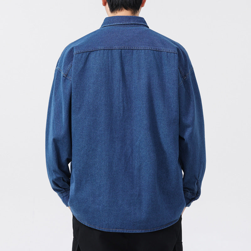 Herre Denimskjorte Overdimensjonert Stil 2