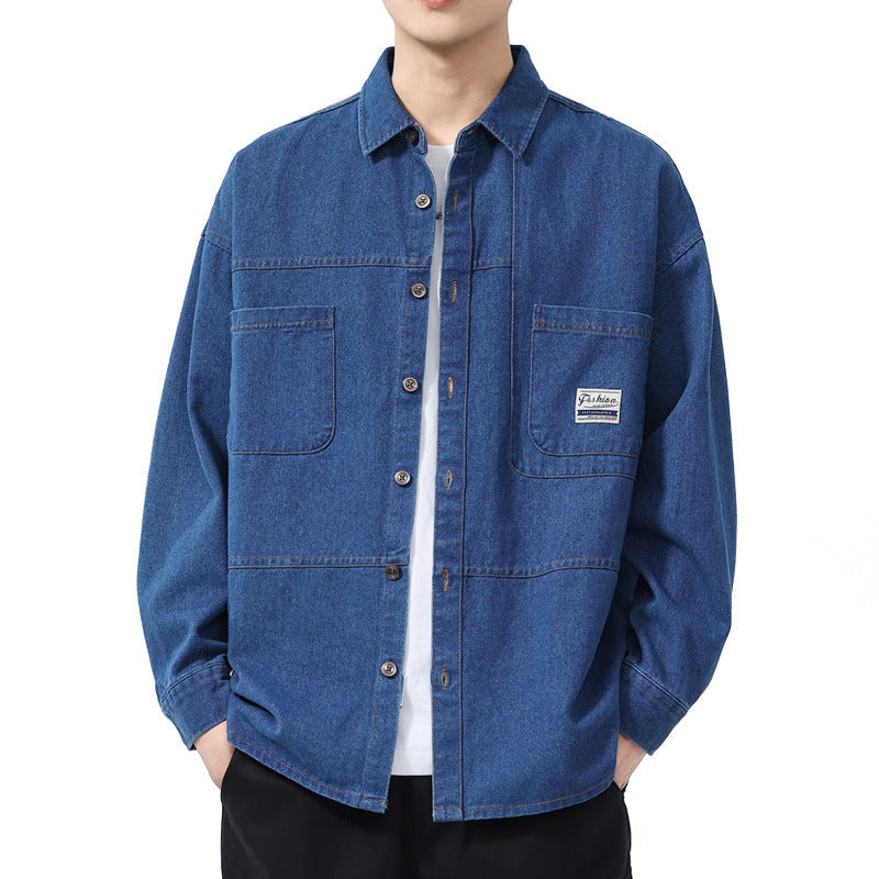 Herre Denimskjorte Overdimensjonert Stil 3