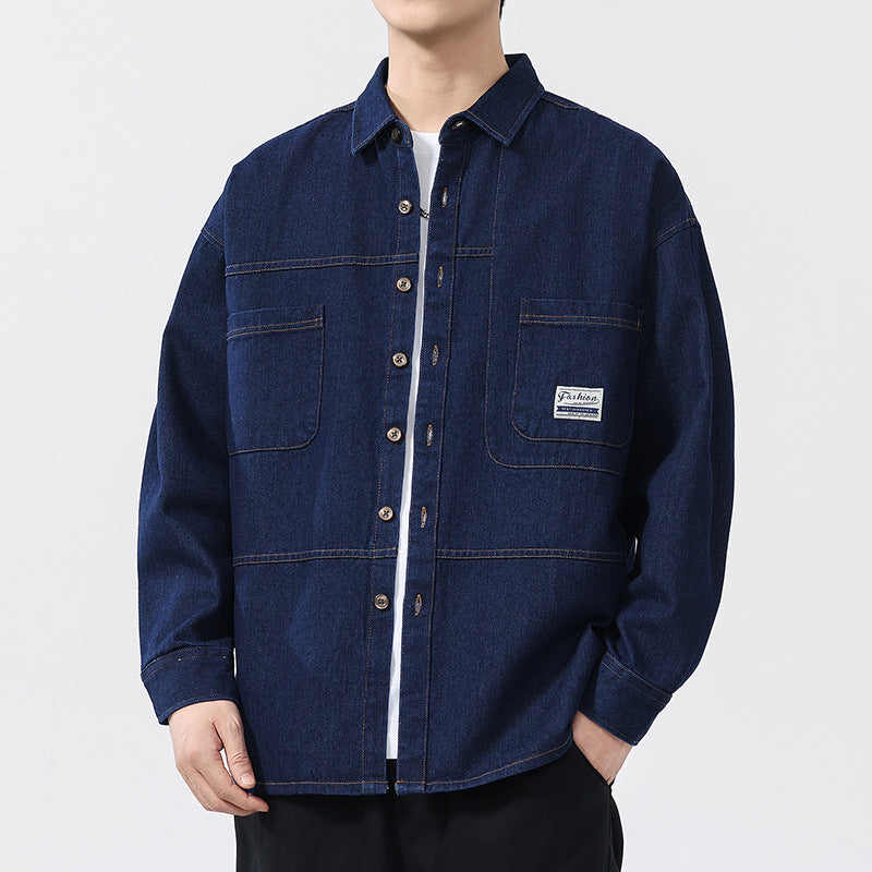 Herre Denimskjorte Overdimensjonert Stil 4