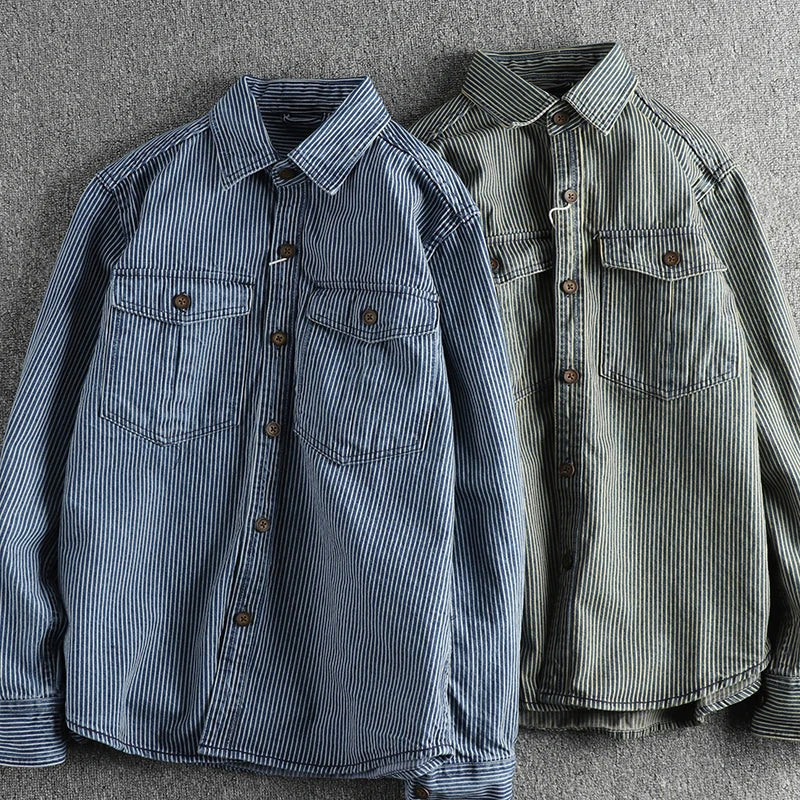 Herre Dongeriskjorte Vintage Stil 3