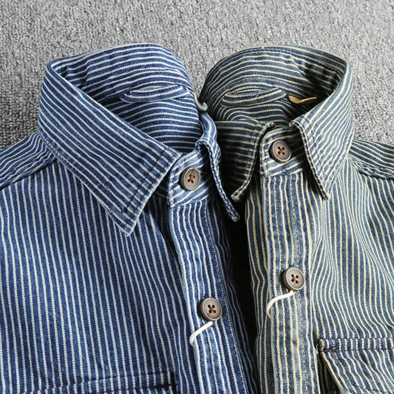 Herre Dongeriskjorte Vintage Stil 4