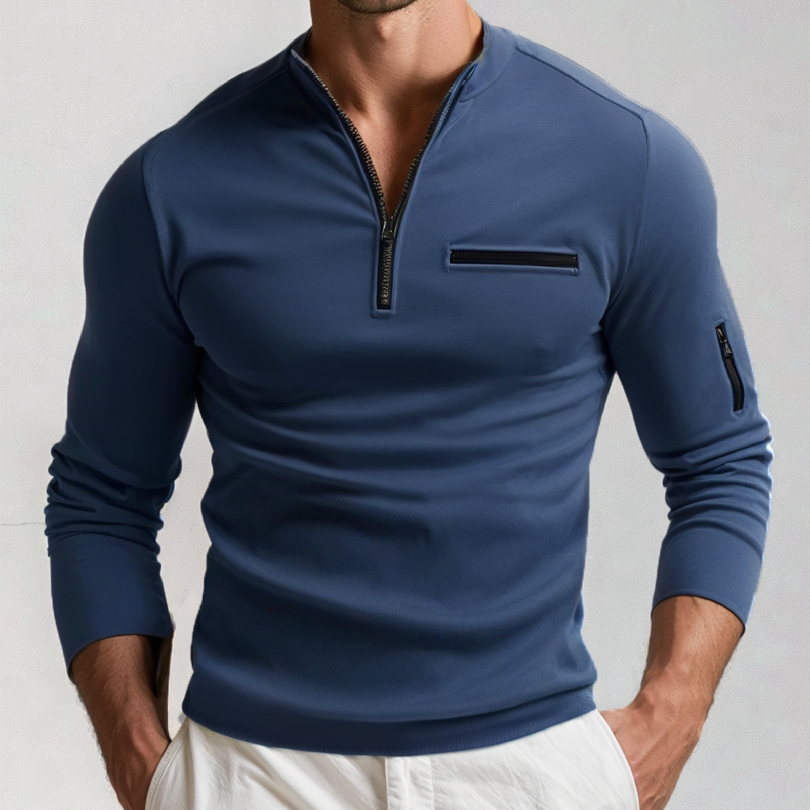 Herre Genser Half Zip Moderne Stil 4