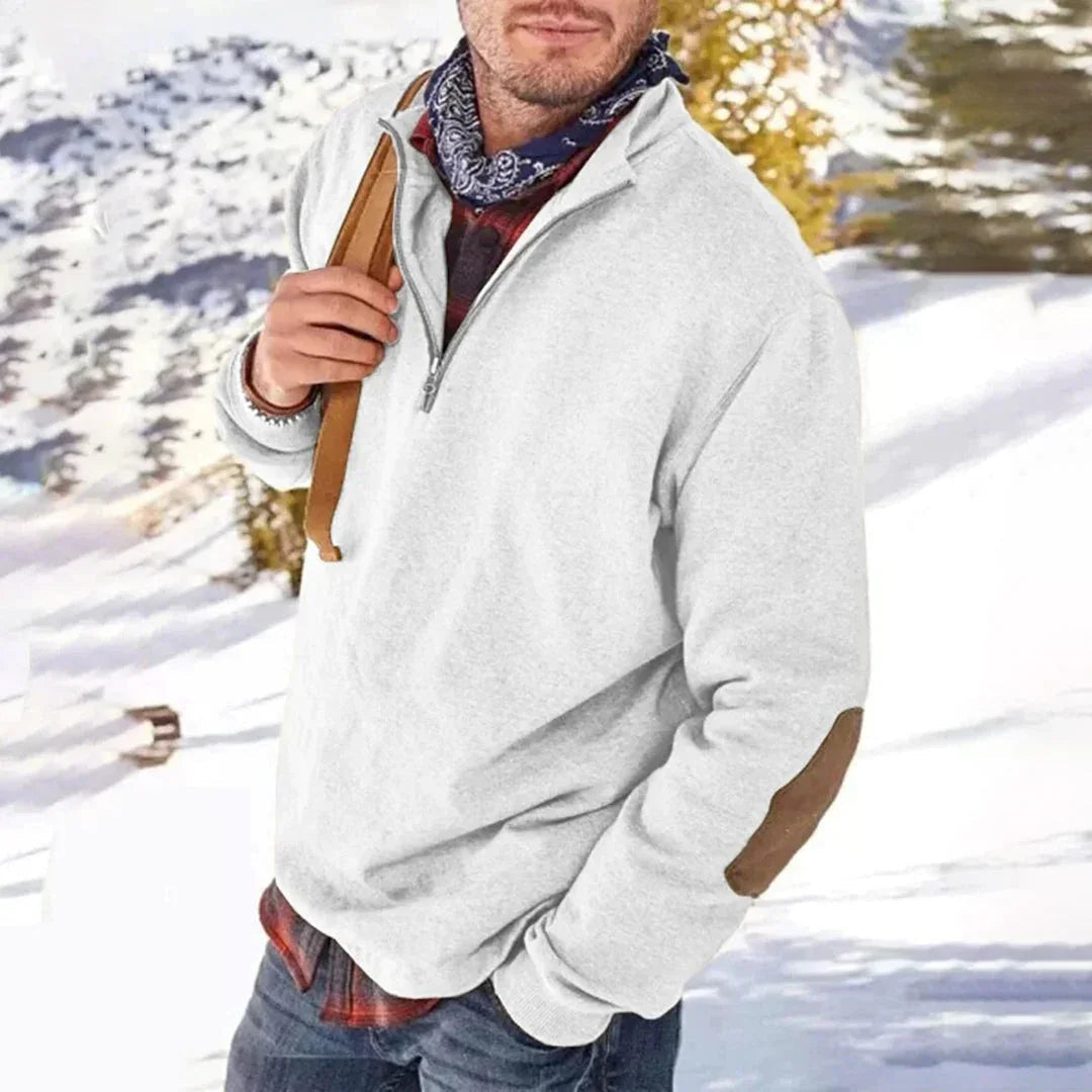 Herre Genser Halv Zip med Unike Albuelapper 0
