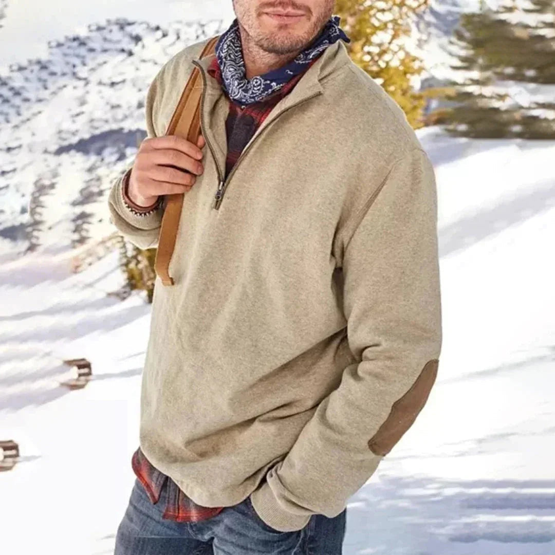 Herre Genser Halv Zip med Unike Albuelapper 1