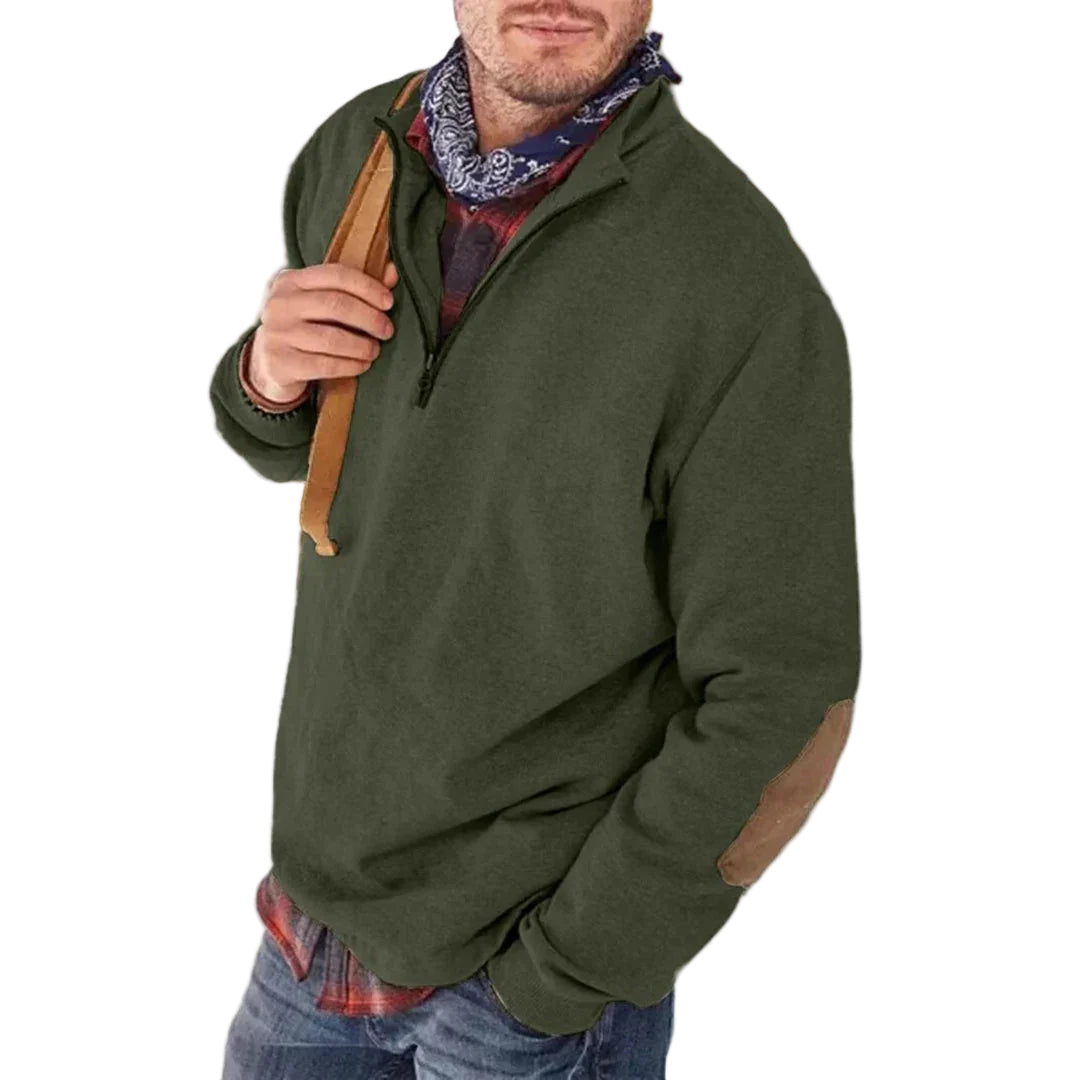 Herre Genser Halv Zip med Unike Albuelapper 2