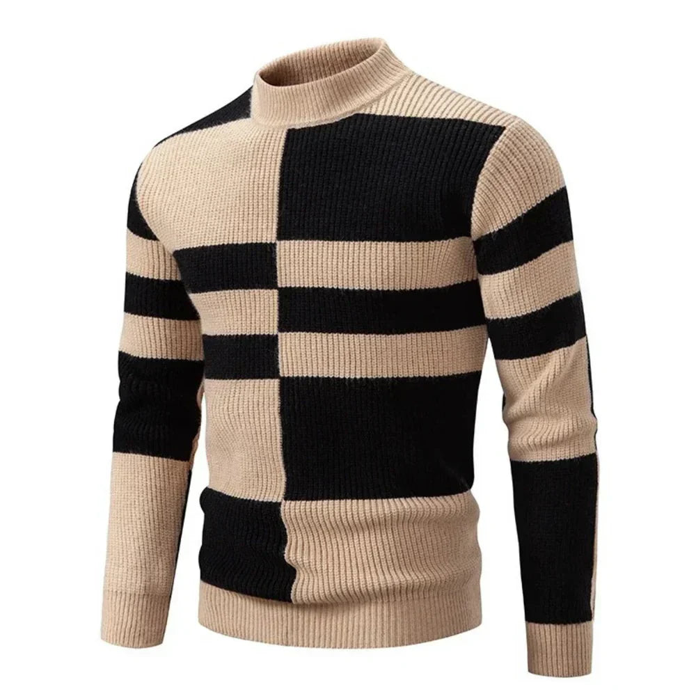 Herre Genser med Fargeblokkdesign 3