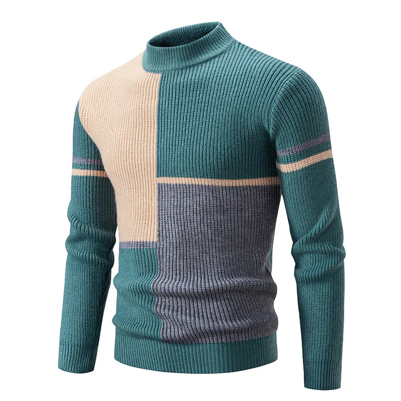 Herre Genser med Fargeblokkdesign 7