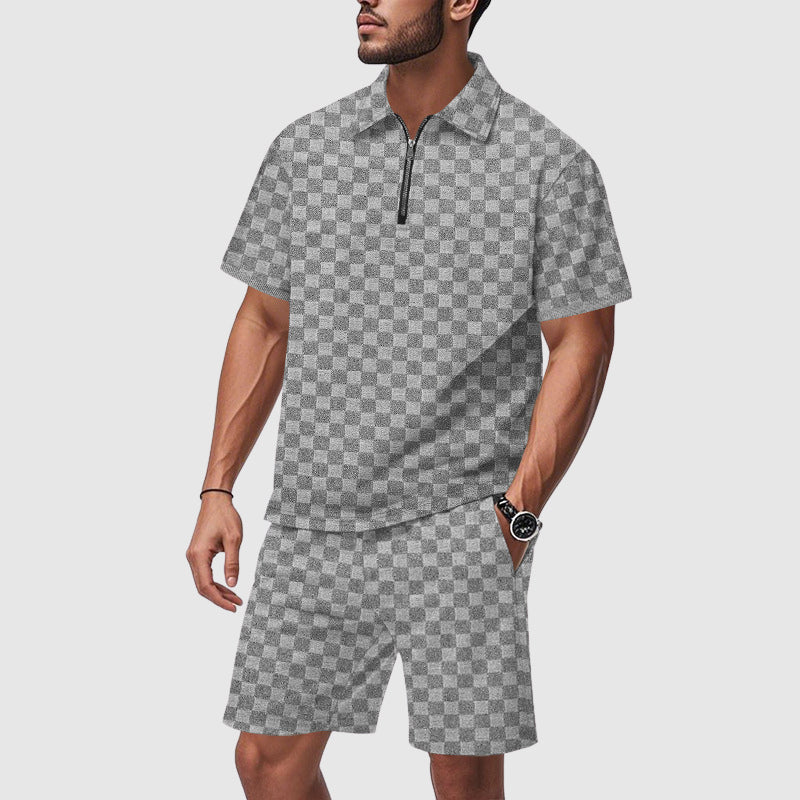 Herre Geometrisk Mønster Polo Set 3