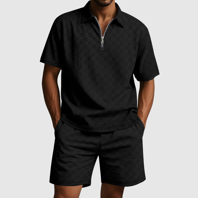 Herre Geometrisk Mønster Polo Set 7