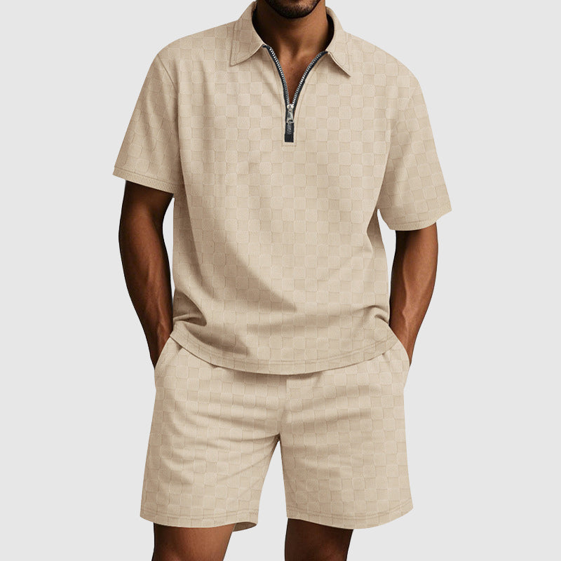 Herre Geometrisk Mønster Polo Set 8